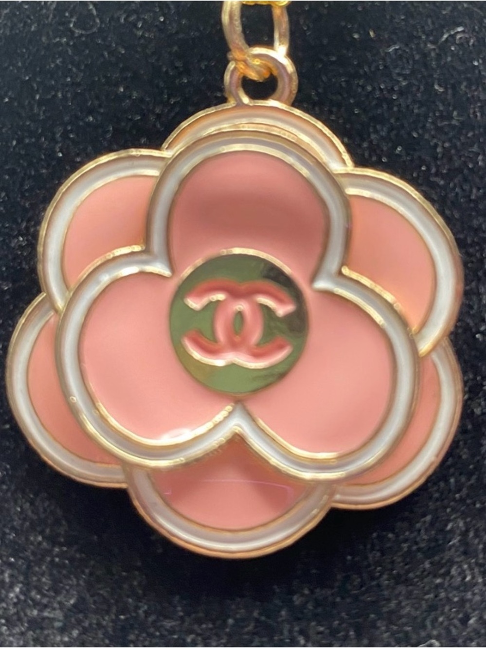 CC Pink Enamel Camellia Charm